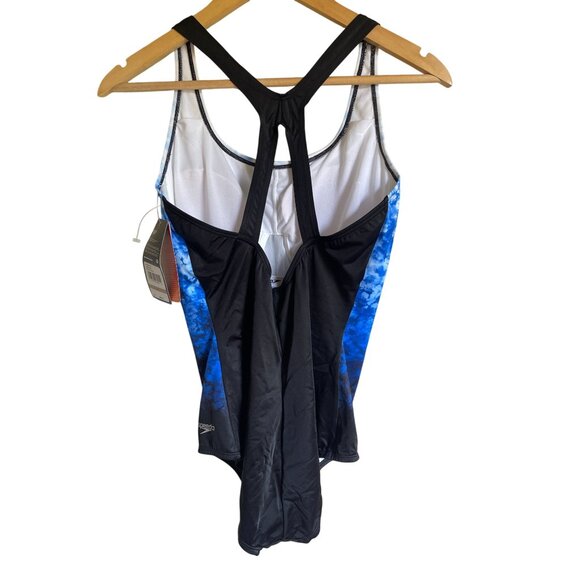 New! Speedo Size 12 MSRP $88 Blue BLack Navy Fusion Powerflex Ultrafusion Halter - Picture 5 of 10